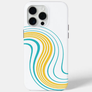 Coque iPhone 15 Pro Max Swirl simple - Turquoise et jaune