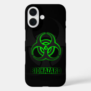 Coques iPhone 16 Symbole de biodanger vert brillant