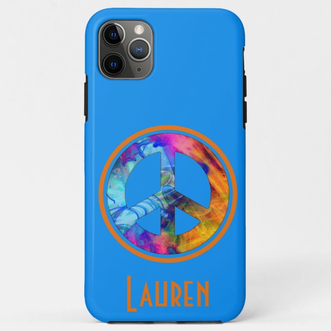 Coques Case-Mate iPhone Symbole de paix Bleu Bleu Lumineux (Dos)