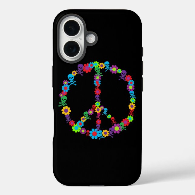Coques Case-Mate iPhone SYMBOLE DE PAIX DE FLEURS Skully (Verso)