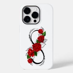 Coque Pour iPhone 14 Pro Symbole d'infini avec les roses rouges