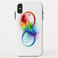 Symbole d'infini avec plume arc-en-ciel