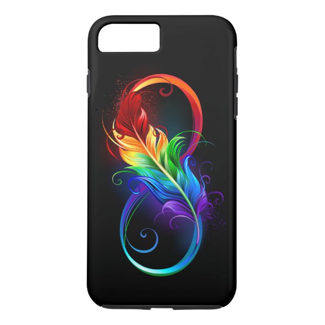 Coques Case-Mate iPhone Symbole d'infini avec plume arc-en-ciel (Dos)