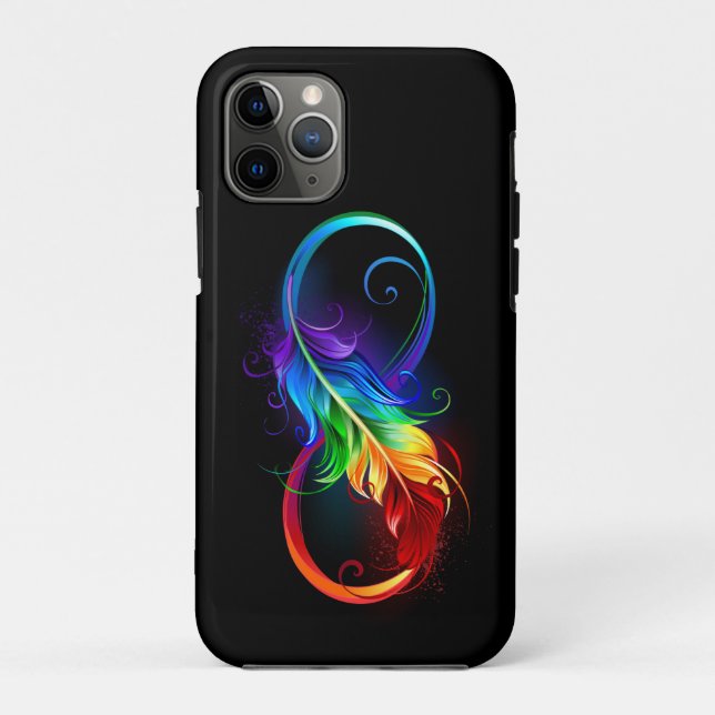 Coques Case-Mate iPhone Symbole d'infini avec plume arc-en-ciel (Dos)