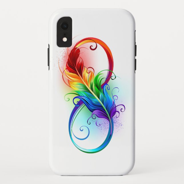 Coques Case-Mate iPhone Symbole d'infini avec plume arc-en-ciel (Dos)