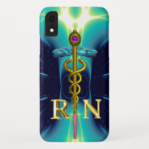 Etui iPhone Case-Mate SYMBOLE INSCRIT CADUCÉE OR INFIRMIÈRE Aqua Bleu