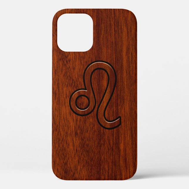 Coques Case-Mate iPhone Symbole Leo en bois d'acajou (Verso)