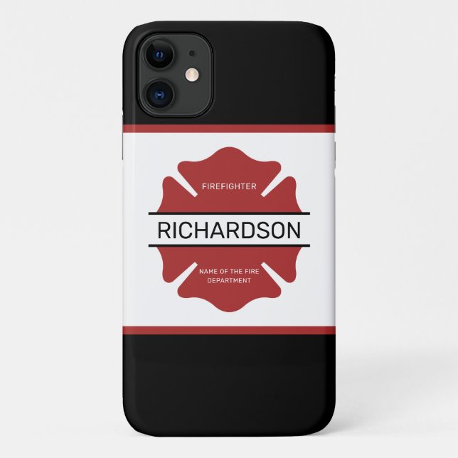 Coques Case-Mate iPhone Symbole logo rouge du pompier personnalisé (Dos)