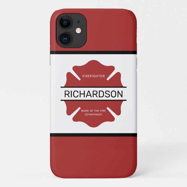 Coques Case-Mate iPhone Symbole logo rouge du pompier personnalisé (Dos)
