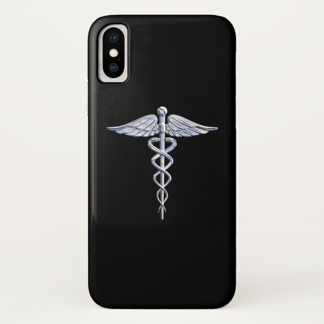 Coques Case-Mate iPhone Symbole Médicale Caduceus sur le noir (Dos)