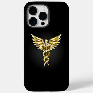 Coque Pour Pour iPhone 14 Pro Max Symbole Polygonal Or Caduceus