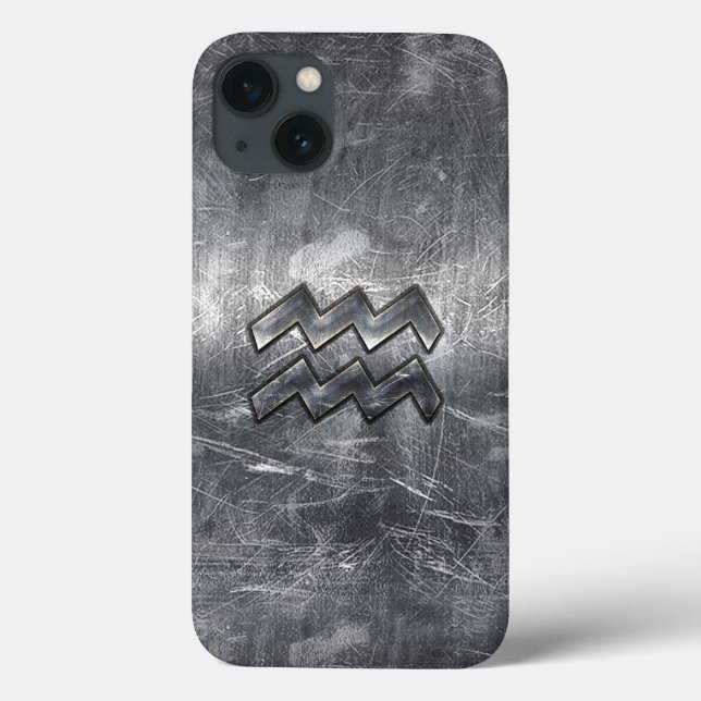 Coques Case-Mate iPhone SYMBOLE Zodiaque Aquarius Acier en argent désorgan (Verso)