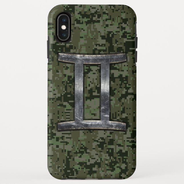 Coques Case-Mate iPhone SYMBOLE Zodiaque Gemini sur Camo numérique vert (Dos)