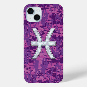 Coque iPhone 15 Mini SYMBOLE Zodiaque Pisces Camouflage numérique Fuchs