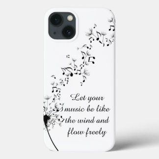 Etui iPhone 13 Symboles de musique de pissenlit
