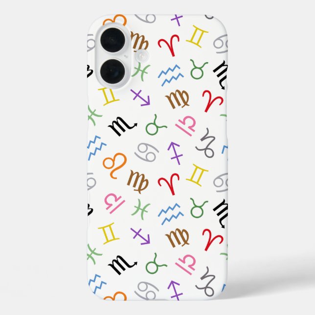 Coques Case-Mate iPhone Symboles des signes d'astrologie Couleur Motif+Bla (Verso)
