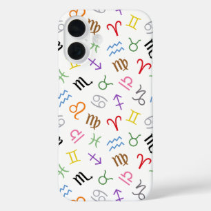 Coques iPhone 16 Symboles des signes d'astrologie Couleur Motif+Bla