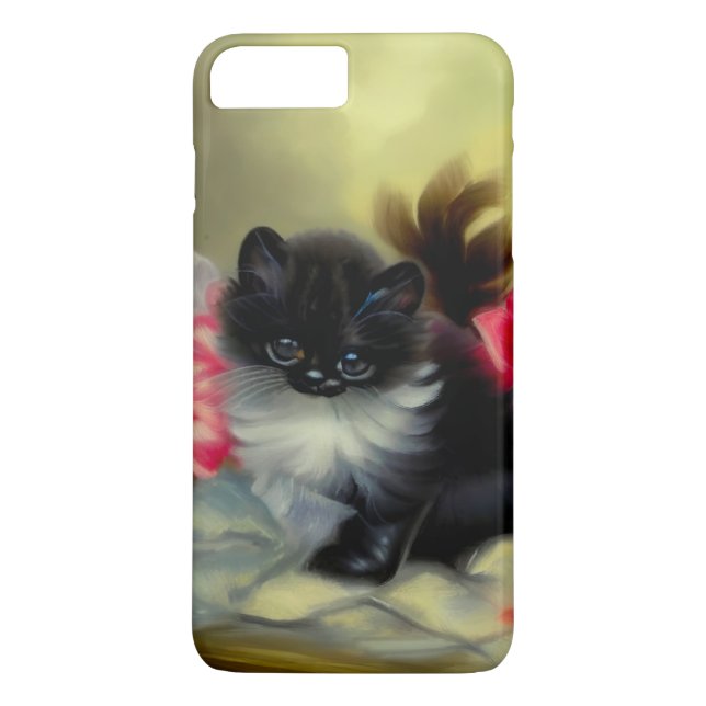 Coques Case-Mate iPhone Tableau vintage de chaton noir et blanc (Dos)