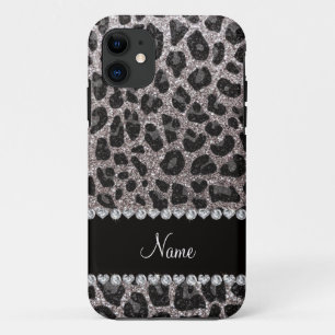 Coques Pour iPhone Taches léopards de parties scintillant argentée