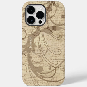 Coque Pour Pour iPhone 14 Pro Max Tan Beige Terre Tones Vintage Écriture Swirl iPhon