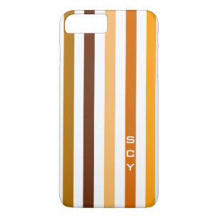 Coque iPhone 8 Plus/7 Plus Tan Brown Orange Vertical Stripes Monogramme