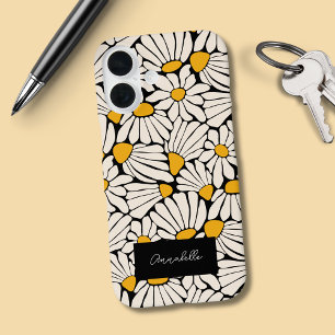 Coques iPhone 16 Tapis floral jaune noir impression bloc matisse