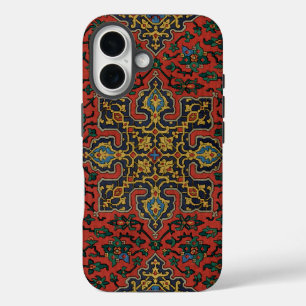Coques iPhone 16 Tapis Persan Rouge Bleu Classique