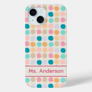 Coque Pour iPhone 15 Tapis personnalisé à points pastel