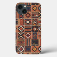 Tapisserie géométrique kilim en patchwork rustique
