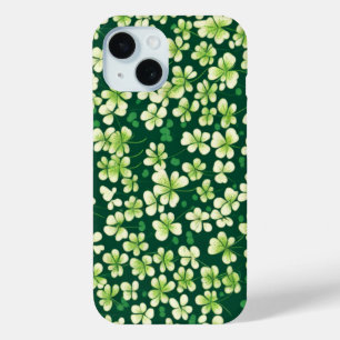 Coque Pour iPhone 15 Tapisserie Shamrock Emeraude : Vert foncé