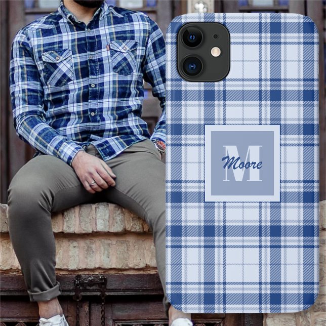 Coques Case-Mate iPhone Tartan - Bleu foncé à clair - Téléphone (Tartan - Dark to Light Blue - Phone Case by Leapfroglisics Shop)