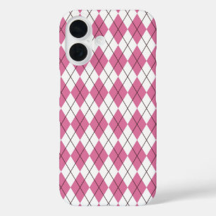 Coques iPhone 16 Tartan des années 70 rose