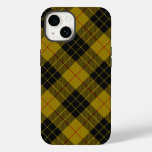 Coque Pour iPhone 14 tartan MacLeod jaune carreaux noirs