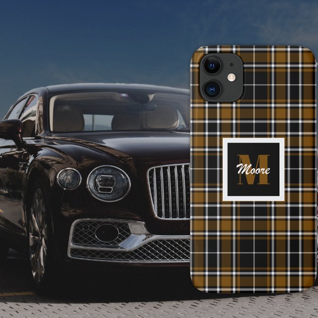 Coques Case-Mate iPhone Tartan - Miel noir Brown et blanc cassé (Créateur téléchargé)