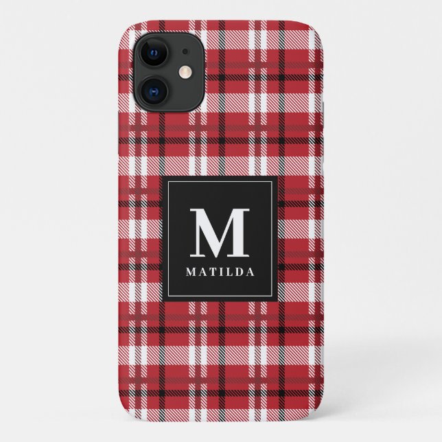 Coques Case-Mate iPhone Tartan monogramme plaid (Dos)