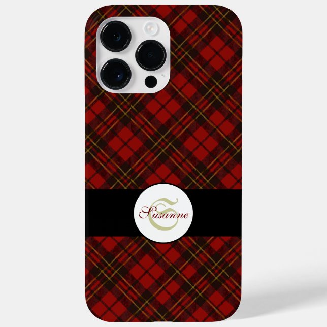 Coques Case-Mate iPhone Tartan rouge motif de Noël Personnaliser Monogramm (Verso)