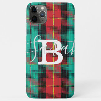 Case-Mate iPhone Case Tartan vert et rouge À damiers Nom du monogramme