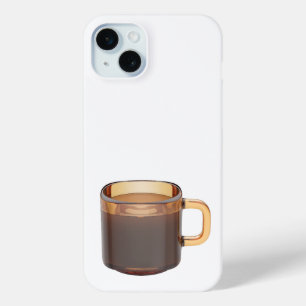 Coque iPhone 15 Mini tasse de café en verre Brown avec café brassé