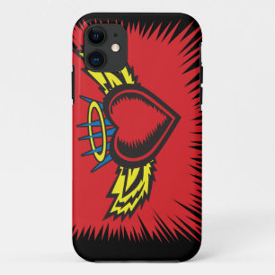 Coque iPhone 11 Tatouage de cœur d'ange volant