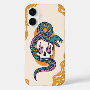 Coques iPhone 16 Tatouage de flamme serpent