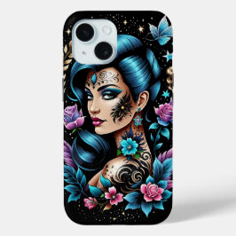 Coque Pour iPhone 15 Tatouages Et Roses