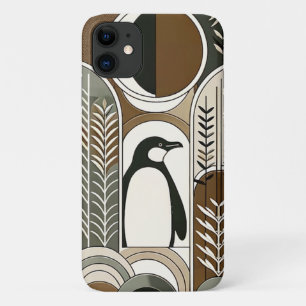 Case-Mate iPhone Case Taupe Mocha Arcs Abstraits de grains Motif Penguin