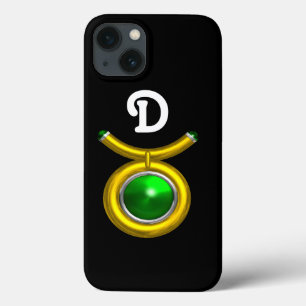 Case-Mate iPhone CASE TAURUS /OR, ÉMERAUDE VERT ZODIAC JEWEL MONOGRAMME
