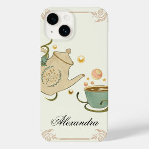 Coque Pour iPhone 14 Tea Time, Art Graphique Beige, Inspiré Floral
