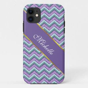 Coques Pour iPhone Teal et zigzag d'améthyste