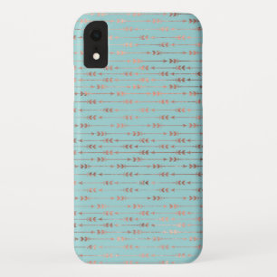 Case-Mate iPhone Case Teal rougissent flèche tribale de Boho d'or de
