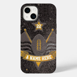 Coque Pour iPhone 14 Team Sports Black & Gold Parties scintillant Colle