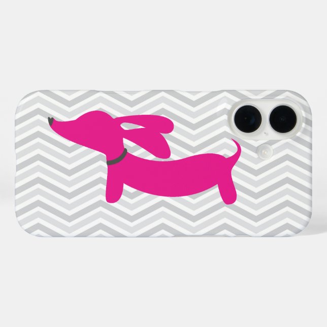 Coques Case-Mate iPhone Teckel + Chevron gris (Verso (horizontal))