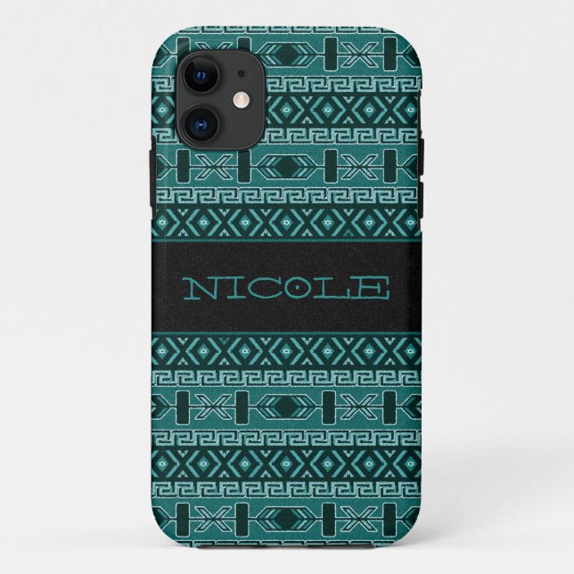 Coques Case-Mate iPhone Teinture Personnalisée Et Modèle Aztèque Noir (Dos)