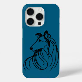 Coque iPhone 15 Pro Téléphone cellulaire Collie Line Art